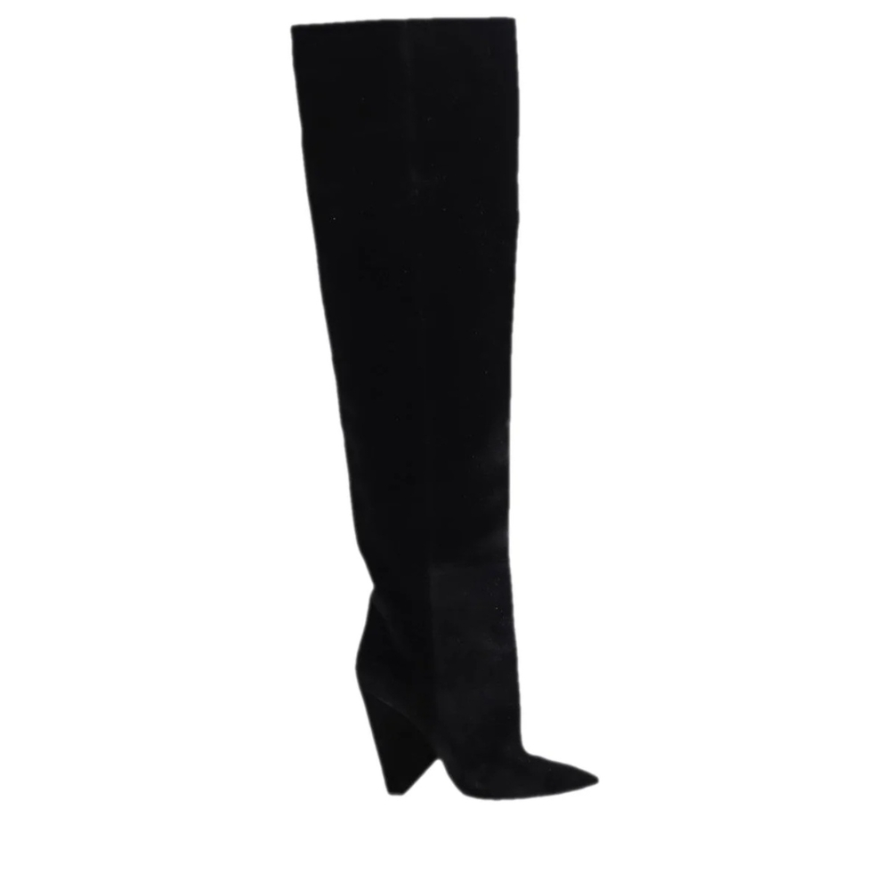 Saint Laurent Velvet Black Over-the-Knee Women's Boots Size 38